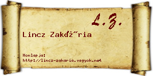 Lincz Zakária névjegykártya